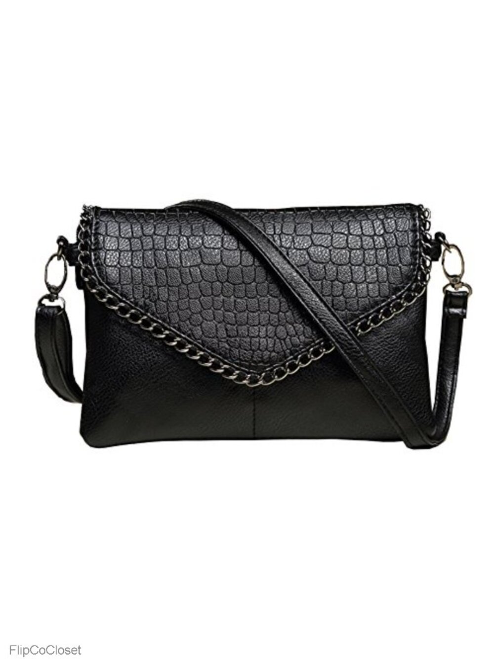 Small Faux Leather Shoulder Bag Clutch Evening Purse with Detachable Strap